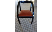 Set of 8 Vintage Black Laquer Dining Room Chairs with Upholstered Velvet Cushions